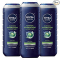 NIVEA MEN Maximum Hydration Body Wash for Dry Skin, Aloe Vera Enriched, 3-in-1 Moisturizing Body Wash, Face and Hair, Paraben Free, Vegan Formula, 16.9 Fl Oz Bottle, Pack of 3