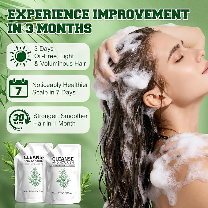 2PCS Rosemary Amino Acid Shampoo, Hair Growth Shampoo for Thinning Hair for Women and Men, with Gentle Formula, Moisturizing and Nourishing, Strengthening Scalp