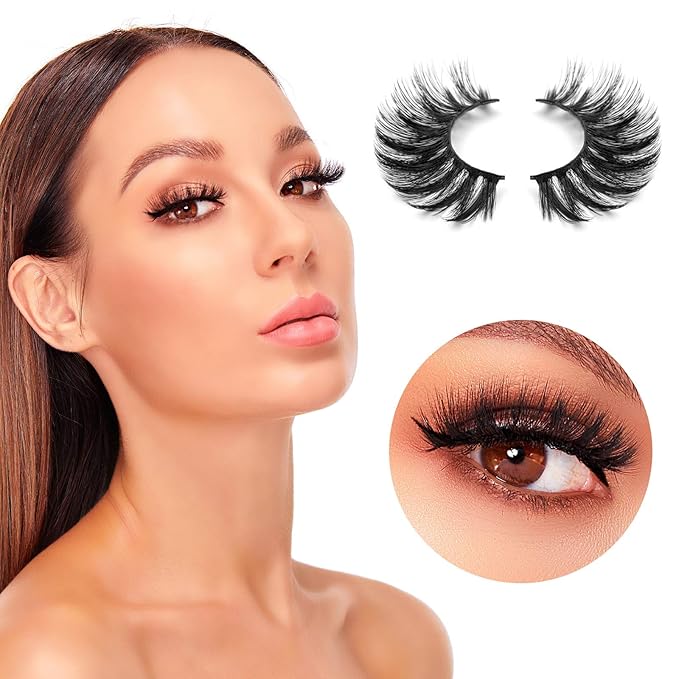 DYSILK 7 Pairs 8D Lashes Faux Mink Eyelashes Wispy Fluffy Natural Look False Eyelashes Long Lashes Pack Mink Lashes Soft Reusable Eye Lashes