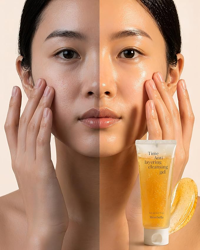Gentle Cleanser for Sensitive Skin – Low pH Hydrating Korean Face Wash, Non-Stripping Deep Clean Pore Care, Morebella Time Anti-Layering Cleansing Gel