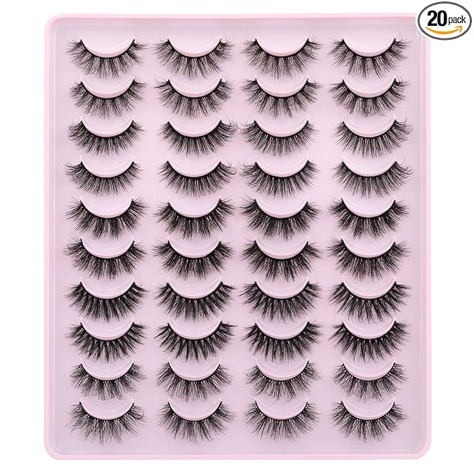 JIMIRE False Eyelashes Natural Fluffy Wispy Faux Mink Lashes 5D 14mm-18mm 5 Styles Mixed Lashes for Small Eyes Natural Look Fake Eyelashes 20 Pairs Multipack
