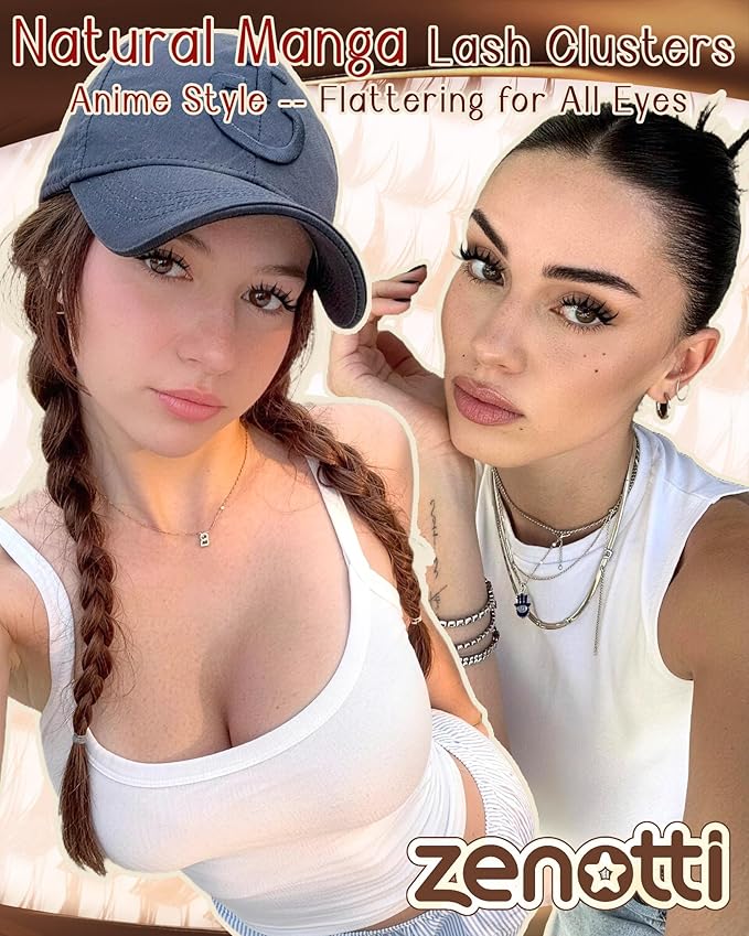 Manga Lash Clusters Natural Anime Lash Clusters with Spikes Fairy Cluster Eyelash Extensions Wispy Spiky Cosplay Individual Lashes with Invisible Band C Curly Doll Lash Extension 8-16MM by zenotti