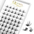 QUEWEL Lash Clusters 72 Pcs Wide Stem Individual Lashes C/D Curl 8-16mm Length DIY Lash Extension Soft False Eyelashes Wispy Cluster Lashes Easy to Create Natural Look At Home(Sparkle-C-MIX8-16mm)