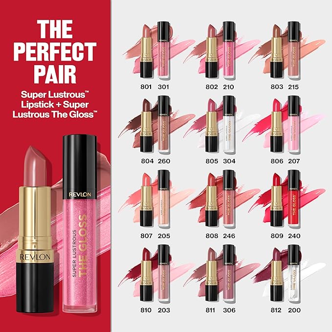 REVLON Super Lustrous Lip Gloss, Non-Sticky, Hydrating, High Shine Finish, 255 Sandstorm, 0.13 oz (Pack of 2)
