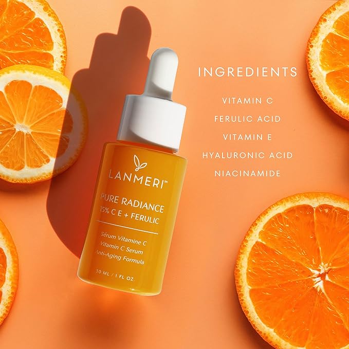 Lanmeri Ceuticals 15% Vitamin C + E + Ferulic Serum: Advanced Antioxidant Defense Formula with 1% Vitamin E & 0.5% Ferulic Acid – High-Stability Vitamin C Serum (1 Fl Oz (Pack of 3), Vitamin C)