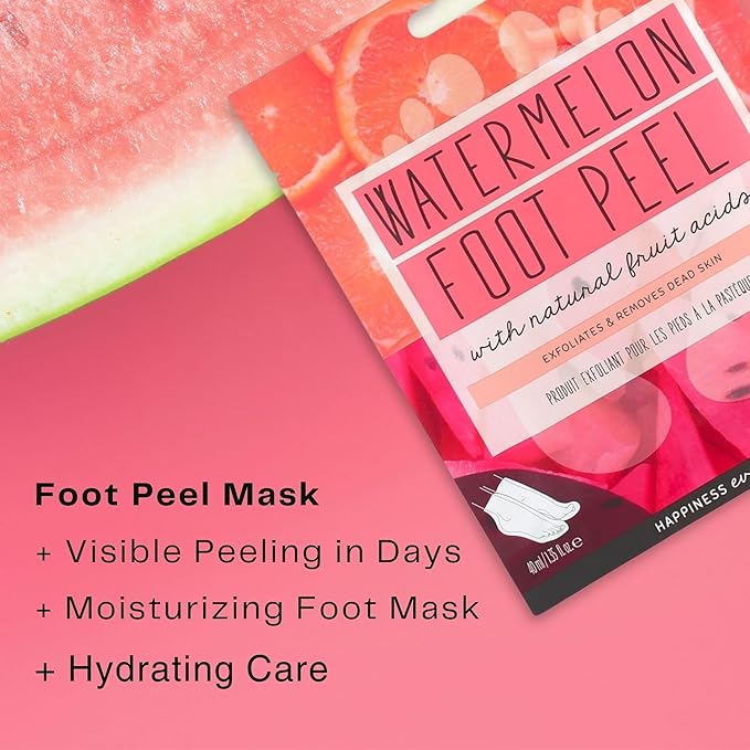 Oh K! Foot Peel Mask - Watermelon - Foot Peeling Mask for Dry Feet and Cracked Heels - Feet Exfoliant with Pomegranate and Coconut Oil - 1 Pair