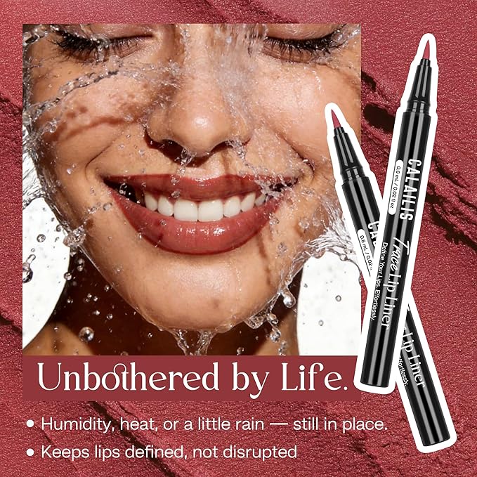 CALAILIS Lip Liner, Long Lasting Liquid Lip Liner Pencil, Waterproof and Smudge-proof Matte Semi Permanent lipliner Stain, Seamless Make Up with All-Day Color (#61 Rose Veil)