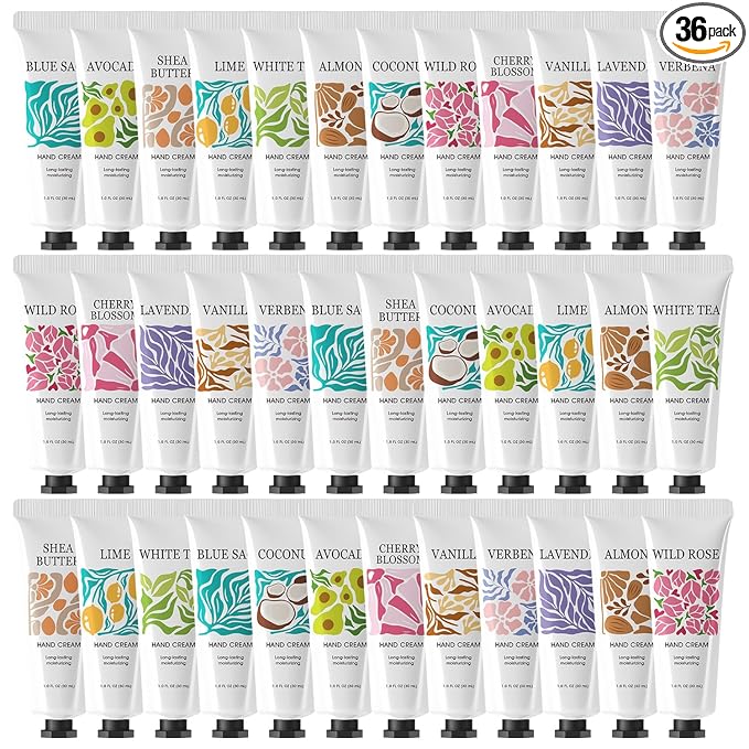 BODY & EARTH # LOVE 36 Pack Hand Cream Gift Set, Travel Size Hand Cream Bulk Gifts for Women Mothers Day Gifts Bulk for Mom, Mini Moisturizing Scented Hand Lotion for Dry Cracked Hands