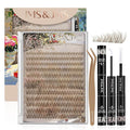 JMS&JMS Brown Lash Clusters Kit, Natural Lash Clusters Brown Eyelash Clusters Kit Clear Band C Curl Wispy Eyelash Extensions Kit With Waterproof Bond and Seal, Tweezers