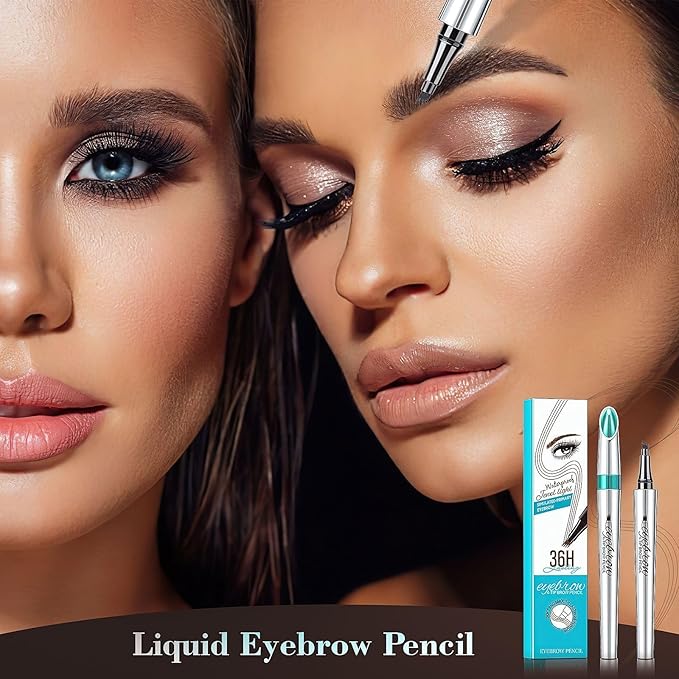 Eye Brow Pencils for Women - Waterproof Microblading Eyebrow Pencil, Four Tip Eye Brow Makeup Pen to Effortlessly Create Hair Like Natural Brows (Reddish Brown)