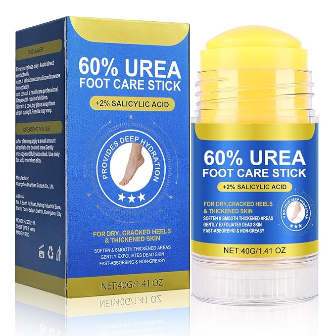 Urea Cream 60% with Salicylic Acid 2% Foot Care Stick, Deeply Moisturizing and Hydrating Foot and Hand Balm, Gentle Exfoliation Anti-Cracking Foot Cream