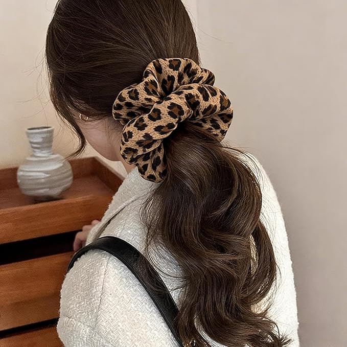 Leopard Scrunchie Elastic Satin Silk Hair Accessories Cheetah Headdress for Women Girls