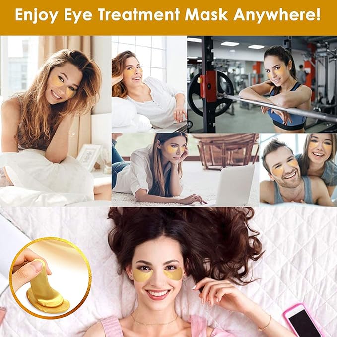 Lip Mask & Eye Mask - 30PCS Under Eye Patches Skincare, Crystal Collagen Hydrating Moisturizing Smoothing Gel Pads for Puffy Eyes Bags,Reducing Fine Lines Dark Circles, Anti-Aging Wrinkles Gold