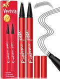 Vevivia Beauty Eyebrow Pencils for Women - Eyebrow Pen 2 Pack, Precise 4-Tip Brow Pencil for Natural-Looking Fuller Brows, Hair-Like Strokes for All Brow Types, Last All-Day Brow Pen, Black