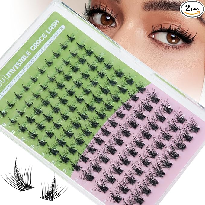 KEYYOU Sicily Lash Clusters Fairy Eyelash Extension CC Curl 120Pcs Eyelash Extension Wispy Natural Invisible Band Lash with Waterproof DIY Lash Extension at Home(Sicily-CC-8-16MIX)