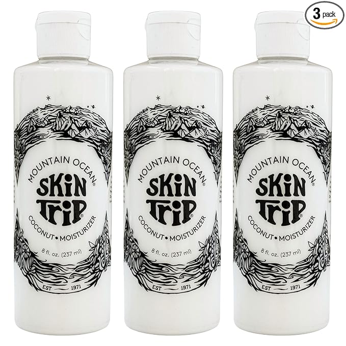 Mountain Ocean The Original Skin Trip Coconut Body Lotion, 8 Oz (Pack of 3), Lightweight, Fast Absorbing Moisturizer, with Coconut Oil, Aloe Vera, & Lanolin (New Look, Same Formula)