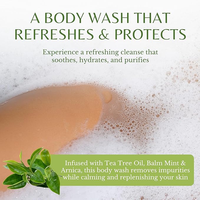 EDENIKA BOTANICALS Tea Tree Body Wash (16 fl oz) Natural Antifungal Support Wash for Athlete’s Foot, Ringworm & Jock Itch, Refreshes & Soothes, Organic Tea Tree Oil, Men & Women
