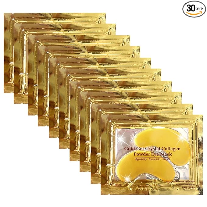 30 Pairs Eye Patches, Under Eye Patches for Dark Circles and Puffy Eyes, Reduce Wrinkles, Collagen Eye Mask Skincare Eye Pads for Moisturizing, Hydrating,24K Gold