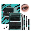 Lash Clusters Kit 320Pcs, 80 100D DIY Individual Extensions, Bond and Seal, Remover, Applicator Tool for False Eyelashes at Home (D-Mix10-16mm)