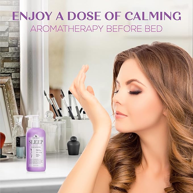 Pure Relief Lavender Sleep Body Lotion Shea Butter + Coconut Oil Body Cream Skin Care Moisturizer To Promote Better Rest W/Natural Soothing Herbal Extracts, Aromatherapy Night Cream, Large 16 Oz