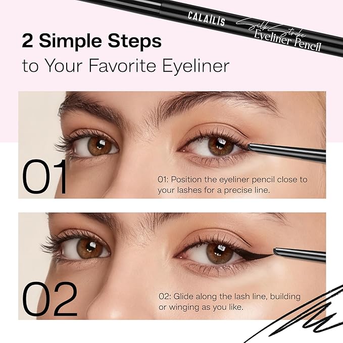 CALAILIS Black Eyeliner Pencils - Waterproof Eyeliner Smudge Proof Long-lasting Eye Liner Pencil (BLACK)