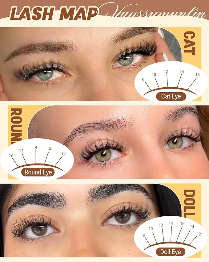Spider Breeze Lash Clusters, Wispy Natural Eyelash Clusters D Curly Lashes Cluster Venus 8-16mm Cluster Eyelash Extensions Reusable Individual Lashes with Invisible Band for DIY at Home Vanssymunlin