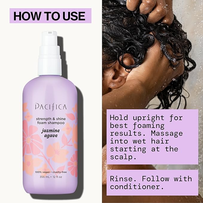 Pacifica Jasmine Agave Strengthening Shampoo & Conditioner Set – Clean Vegan Shampoo & Conditioner for Weak Or Brittle Hair (Including Color-Treated), Stronger Shinier Strands No Silicones or Parabens