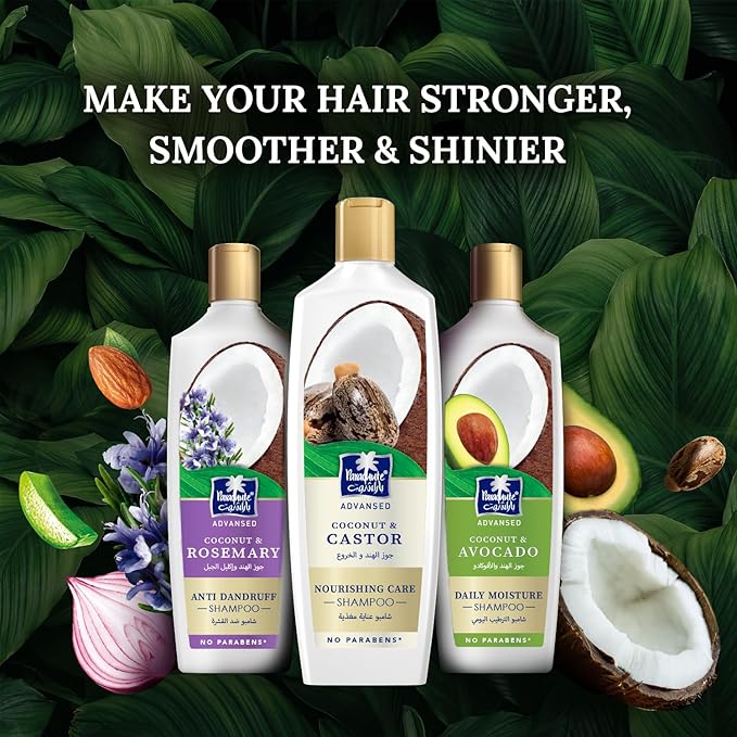 Parachute Advansed Nourishing Care Castor Shampoo with Coconut | Tames & Nourishes Frizzy Hair| Makes Hair Thicker & Longer | 0% Harmful Chemicals | 11.4 Fl oz | Pack of 2