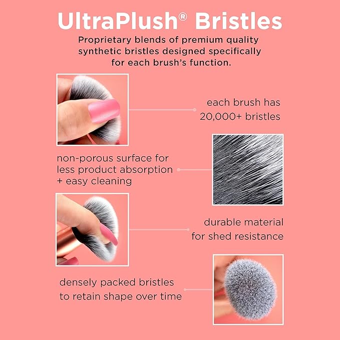 Real Techniques Dual-Ended Brow Brush, For Shaping & Filling Eyebrows, Travel-Friendly Spoolie & Liner Brush, Blend Natural, Full, or Laminated Brows, Luxury Applicator, Vegan, 1 Count