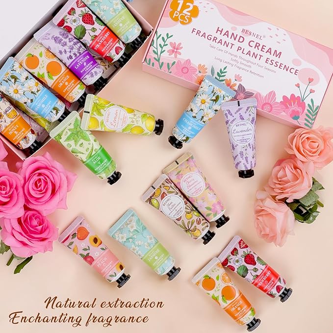 12 Pack Hand Cream Gift Set For Women,Teacher Appreciation Gifts,Mini Hand Lotion Travel Size in Bulk for Dry Cracked Hands, Graduation Gifts, Birthday Gift, Bridesmaid Gift,Party Favors