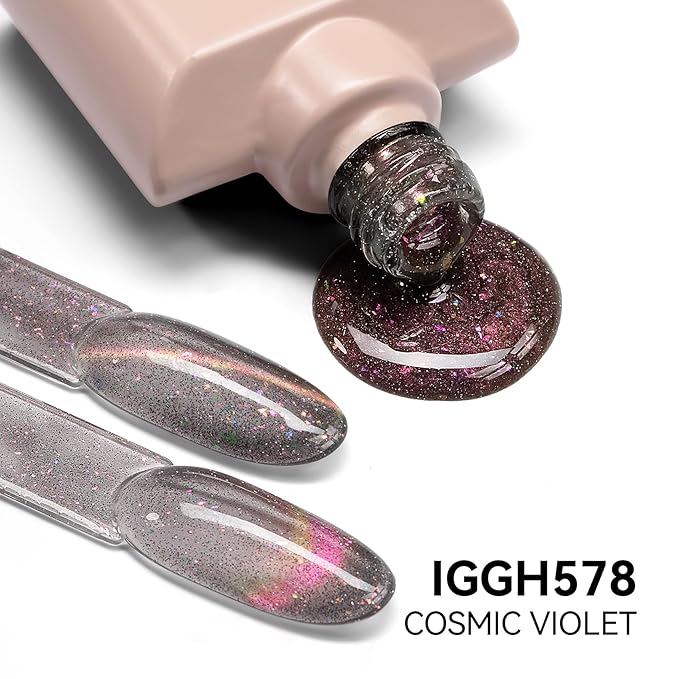 MAYCHAO 15ML Cosmic Violet Cat Eye Gel Nail Polish 1Pc Chameleon Purple Dream Cat Eye Gel Polish with Magnet Soak off Holographic Magnetic Nail Polish for Nail Art Manicure Salon DIY at Home, 0.5 OZ