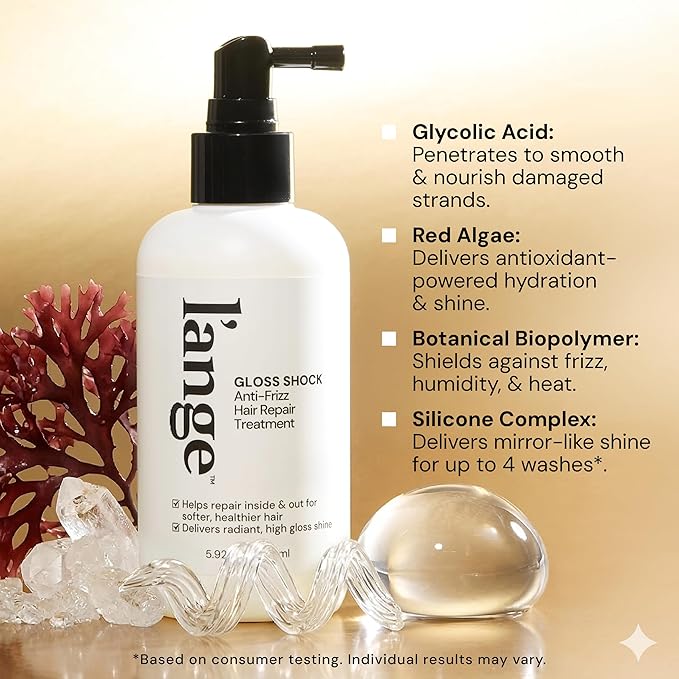 L’ANGE HAIR Gloss Shock Anti Frizz Treatment Spray - Heat Protectant Treatment for Frizzy, Dry and Damaged Look, Repair Primer for Smooth, Shiny Style-Locking Smoothness for All Hair Types