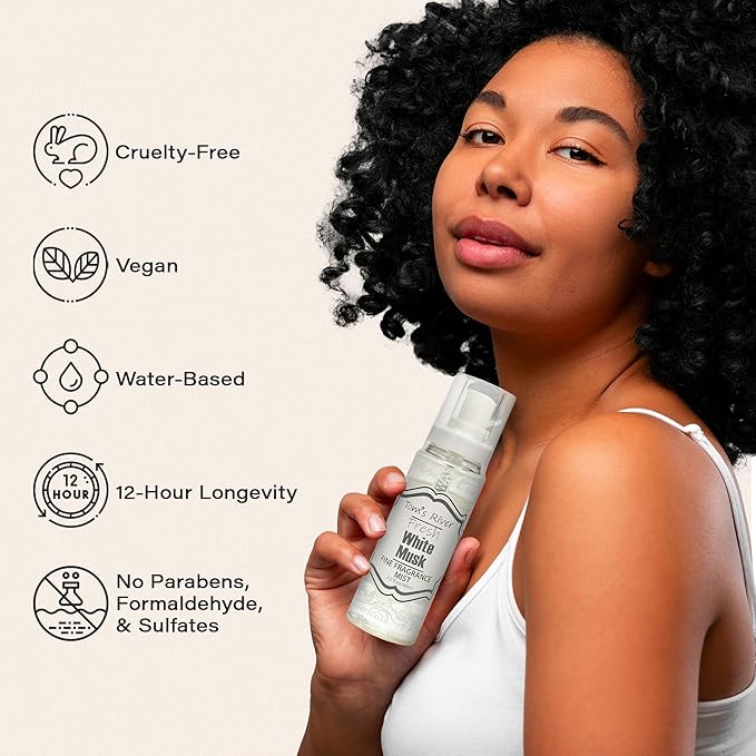 Tom's River Fine Fragrance Body & Hair Mist | White Musk Scented (Pack of 3) | For Daily Use | Travel-Friendly | 2 fl oz/ 60ml per Bottle