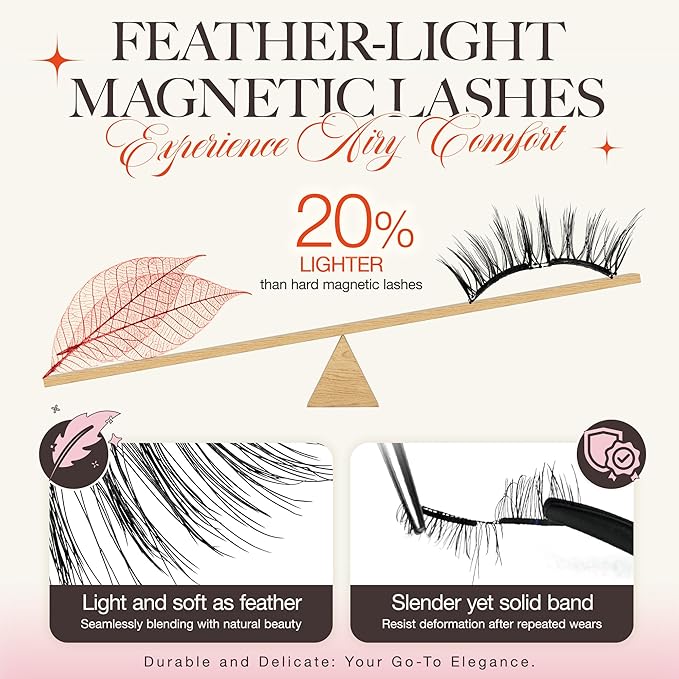 LASHVIEW Upgrade Magnetic Eyelashes with Applicator - Reusable Soft Magnetic Eyelashes for Natural Look - No Glue Needed - Easy to Wear and Remove (A03)