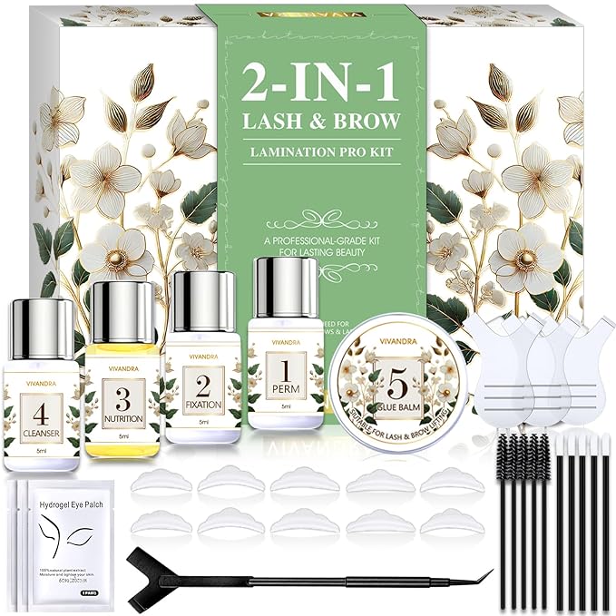 2-IN-1 Lash Lift & Brow Lamination Kit, DIY Home Kit for Naturally Fuller Brows & Lifted Lashes, Lasts Up to 6 Weeks with Proper Use, Easy-to-Follow Instructions Included