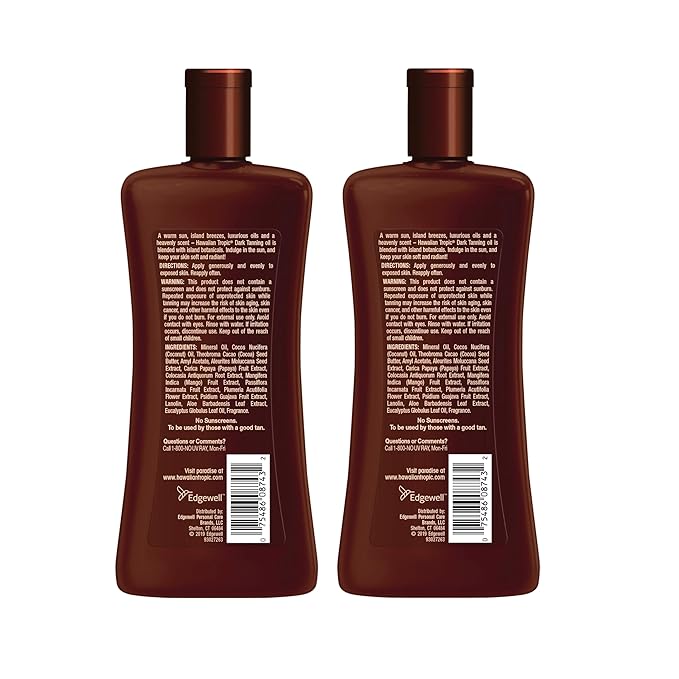 Hawaiian Tropic Dark Tanning Oil, 8 Fl Oz | Moisturizing Body Oil with Cocoa Butter, Tan Enhancer, 8 Fl Oz each Twin Pack (Pack of 6)