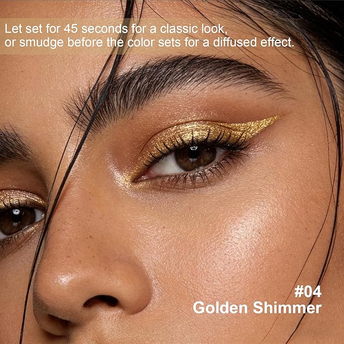 Golden Shimmer Eyeliner Pencil,Smudge-proof Waterproof Long Lasting Plum Eye Liner, High-Pigmented Smooth Creamy Formula for Mature Women, Eyes Makeup Pen Includes Sharpener-#4Golden Shimmer