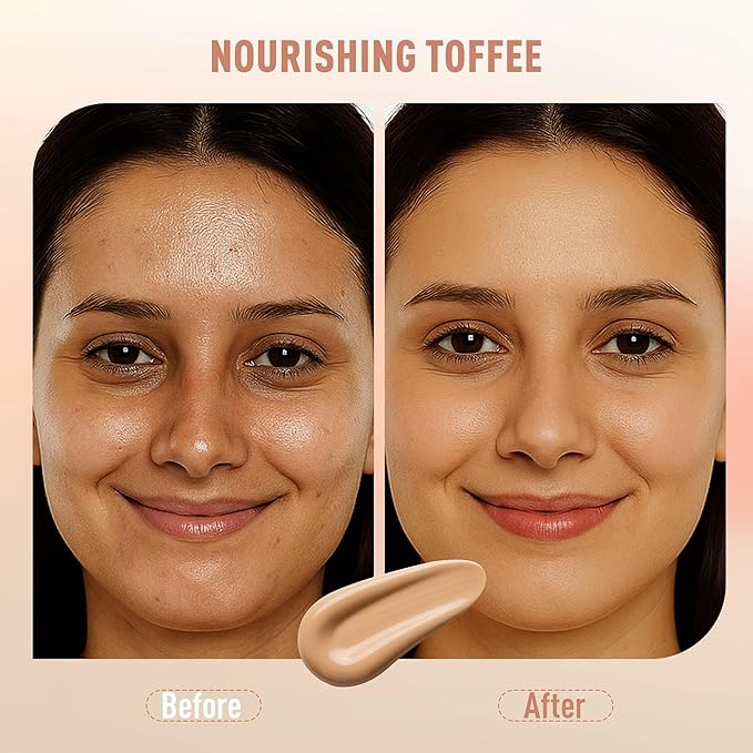 FV 2 Pack Dewy Liquid Foundation Makeup, Waterproof & Lightweight, Natural Finish with Medium Coverage, Hydrating Foundation for Dry and Normal Skin (Nourishing Toffee)