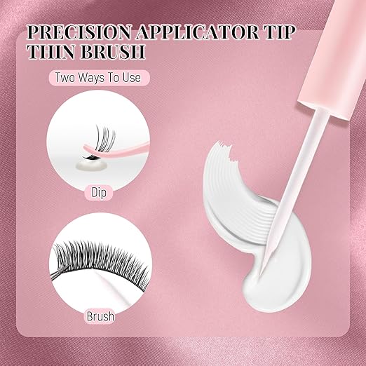 Lash Glue DIY 5ml Latex-Free Waterproof Lash Cluster Glue for Self-Application at Home Eyelash Cluster Adhesives Long-Lasting 48-72H