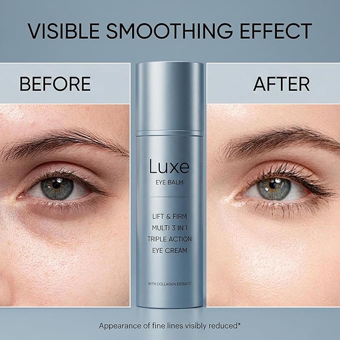 Luxe Eye Balm, Eye Balm Stick, 3-in-1 Hydrating & Smoothing Eye Cream with Collagen, Lightweight Formula for Daily Eye Care, Portable Design