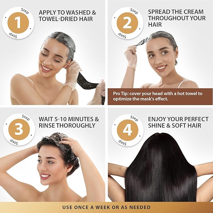 SUNATORIA Argan Oil Hair Mask with Keratin for Dry, Dull, Frizzy Hair - Deep Conditioning Mask for Softness, Smoothness & Shine, 8.5 Fl Oz