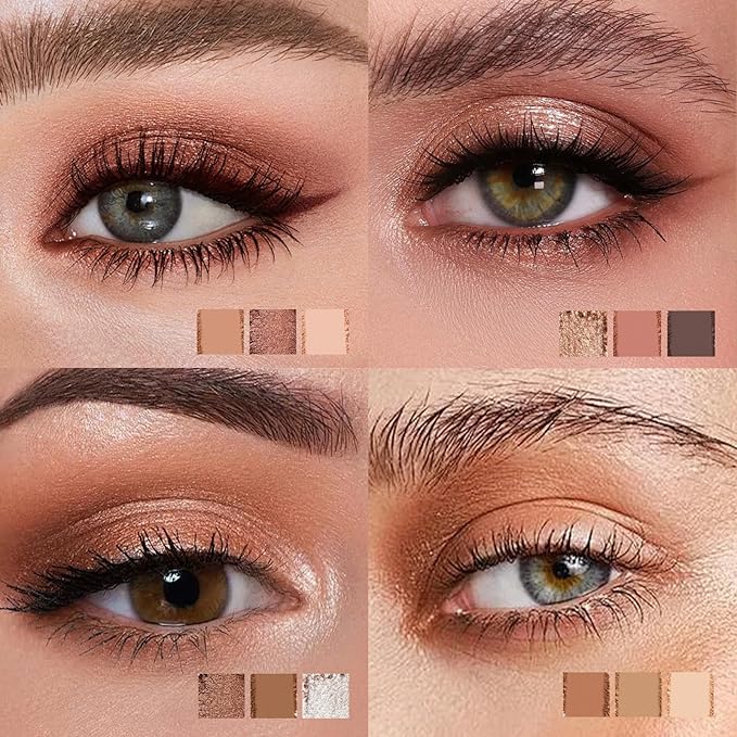 KYDA 6 Colors Brown Eyeshadow Palette, Netural Brown Bronzer with Shimmer and Matte Shades, Long Wear Rich Pigment, Blendable Lightweight Formula, Travel Friendly Mini Makeup Palette, Cruelty Free