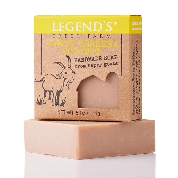 Legend's Creek Farm Goat Milk Soap, Moisturizing Cleansing Bar for Hands and Body, Creamy Lather and Nourishing, Gentle For Sensitive Skin (Lemon Verbana Coconut, Pack of 2)
