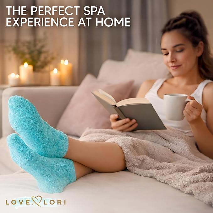 Moisturizing Socks (Size 9-11) – Gifts for Women Her Wife - Infused with Vitamin E & JoJoba Oil - Gel Silicone Aloe Foot Care Socks - Spa Self Care Gifts for Women