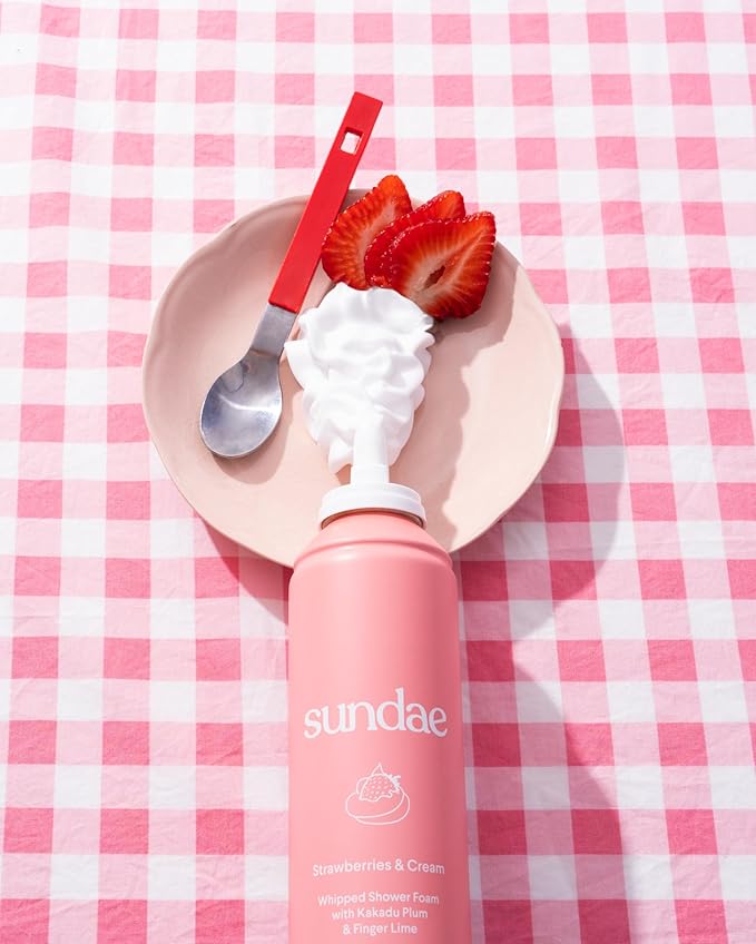 sundae Whipped Shower Foam Strawberries & Cream Foaming Body Wash 8.9 fl oz, 265ml with Kakadu Plum & Finger Lime