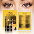 QUEWEL Fairy Lash Clusters Kit, 120PCS Cluster Eyelash Extensions kit with Lash Bond and Seal, C Curve Manga Lash Clusters Natural Look with Thin Band Easy to Use for Beginners (DJ-FD-C）