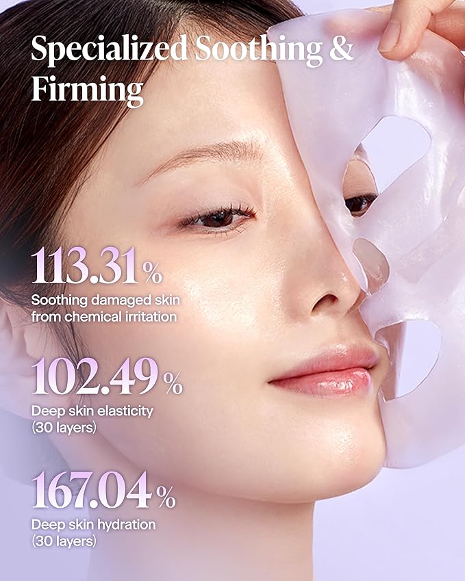 Calming Collagen Nanoshot Mask - Korean Hydrogel Face Sheet Masks with Calming Cica & Azulene, 100Da Nano Collagen + 5 Ceramides, Cooling Soothing Barrier Care for Sensitive Skin, 5 Sheets