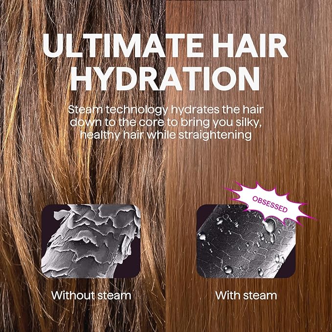 Wavytalk Pro Steam Hair Straightener Brush, Steamline Pro 3-in-1 Straightening Brush for Curly Hair, Fast Salon Results with Less Damage, Anti-Frizz and Hair Nourishment