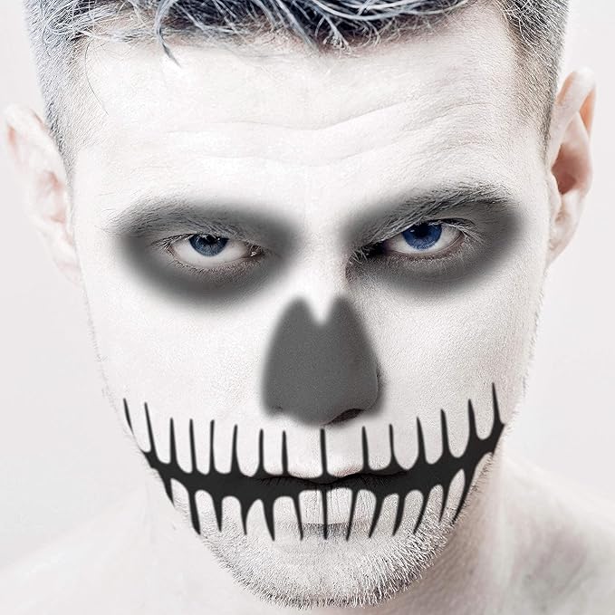 Stencil1FX - Skull Mouth Eye Makeup Stencil for Costumes, Dress Up, Halloween, Cosplay, Face Painting, Raves, Festivals, Parades, Parties