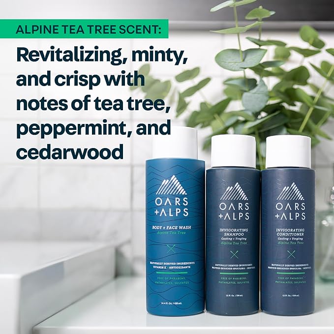 Oars + Alps Men's Sulfate Free Conditioner, Infused with Witch Hazel and Tea Tree Oil, Alpine Tea Tree, 13.5 Fl Oz